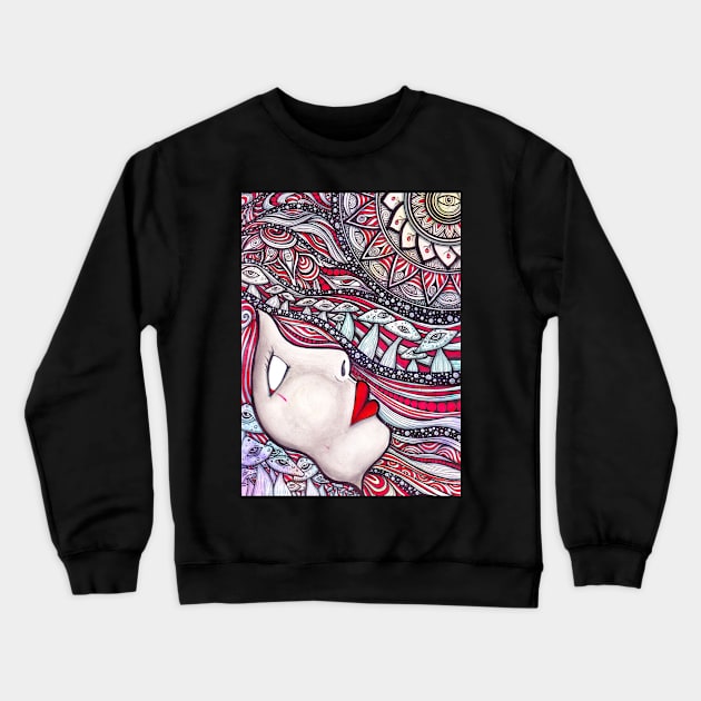 Trippy Mushroom Half Face Crewneck Sweatshirt by asiancoffeegirl